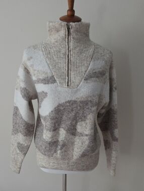 Aqua  Cozy Camouflage Zip-Up Sweater